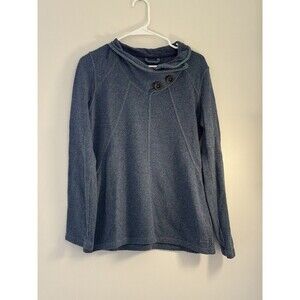 prAna blue Long Sleeve Cowl Button Neck Recycled Wool Blend Ebba Sweater Size M